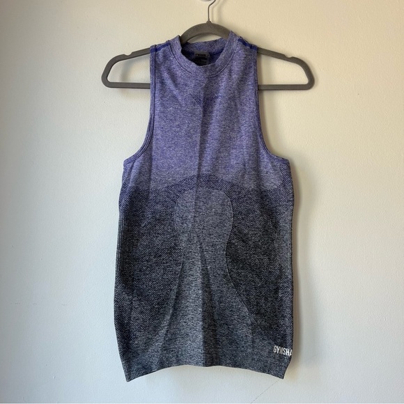 Gymshark Ombre Seamless Tank Top Women’s Small Gray Purple Sleeveless Workout - Picture 1 of 9